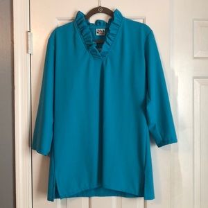 Boutique ruffled collard blouse